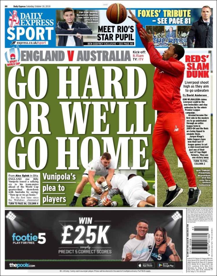 Portada de Express Sport (Reino Unido)