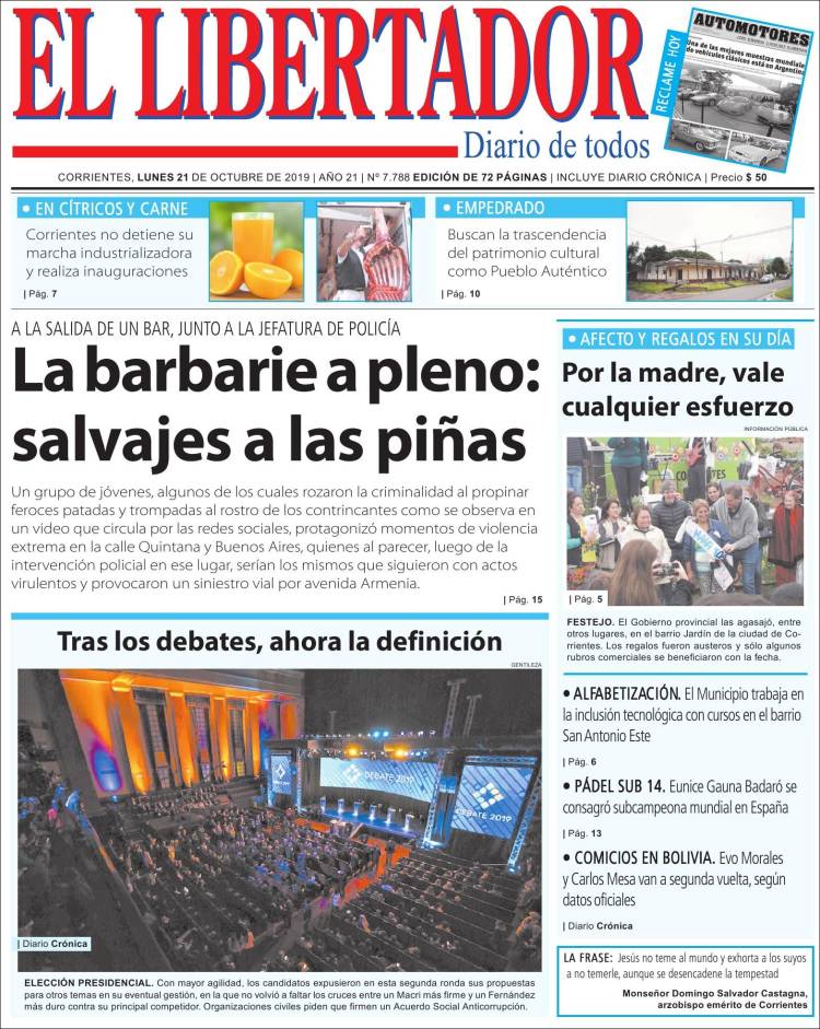 Portada de Diario El Libertador (Argentina)