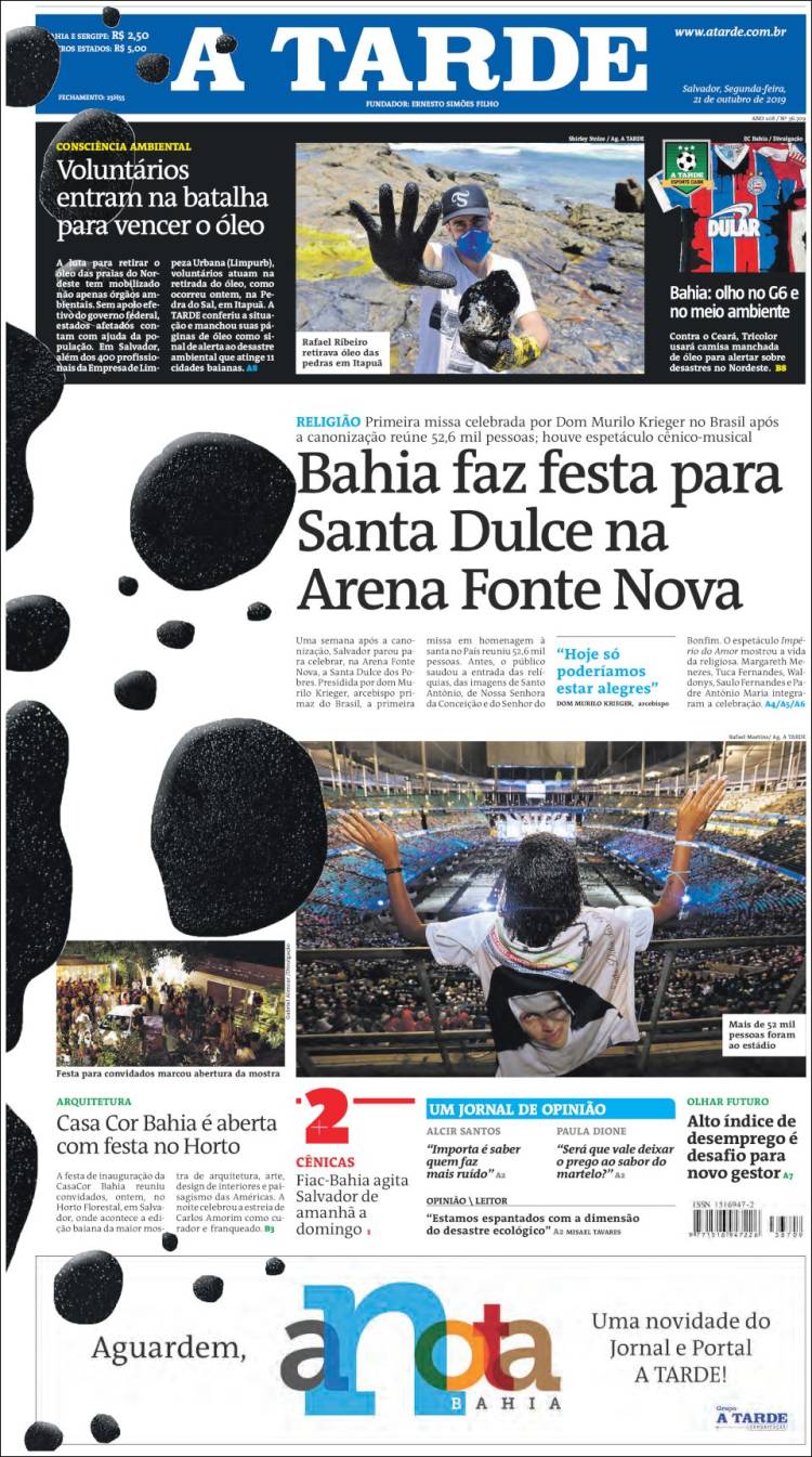 Portada de Diário A Tarde (Brasil)