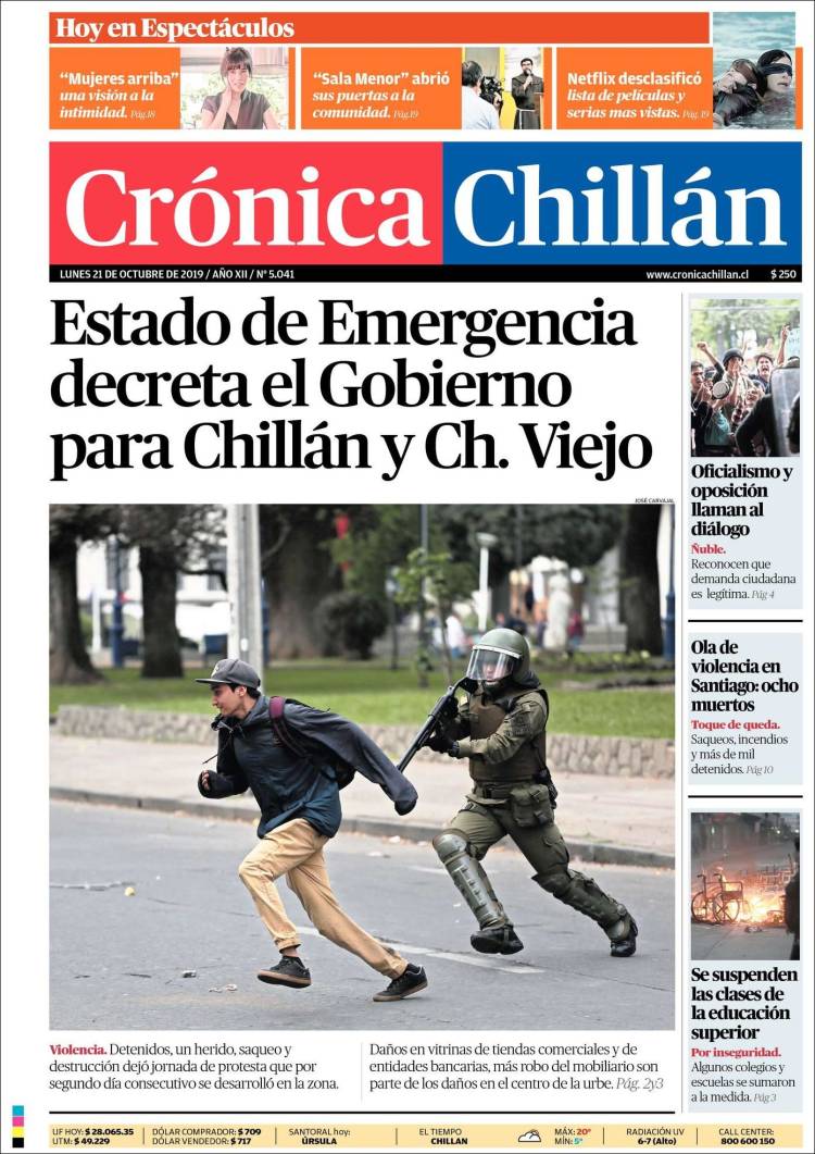Portada de Crónica Chillán (Chile)