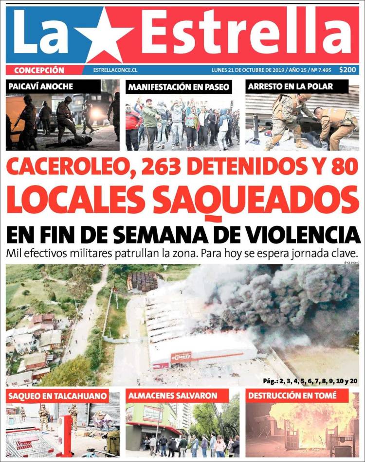 Portada de La Estrella de Concepción (Chile)