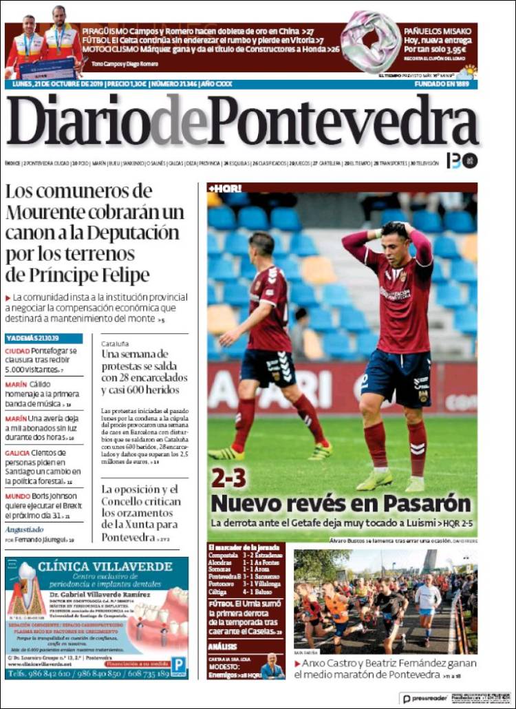 Portada de Diario de Pontevedra (España)