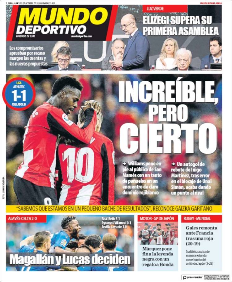 Portada de Mundo Deportivo Bizkaia (España)