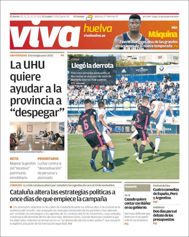 Portada de Viva Huelva (España)