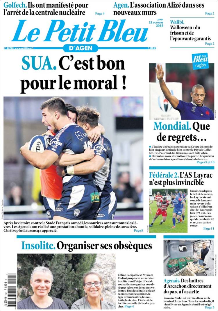 Portada de Le Petit Bleu (Francia)