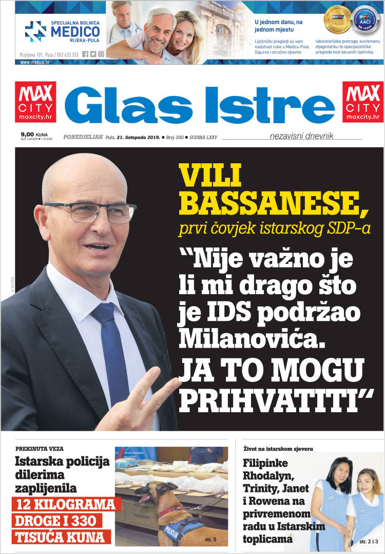 Portada de Glas Istre (Croacia)