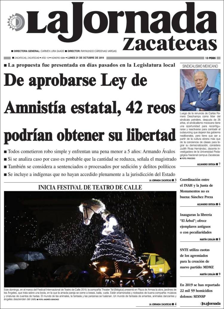 Portada de Jornada de Zacatecas (México)