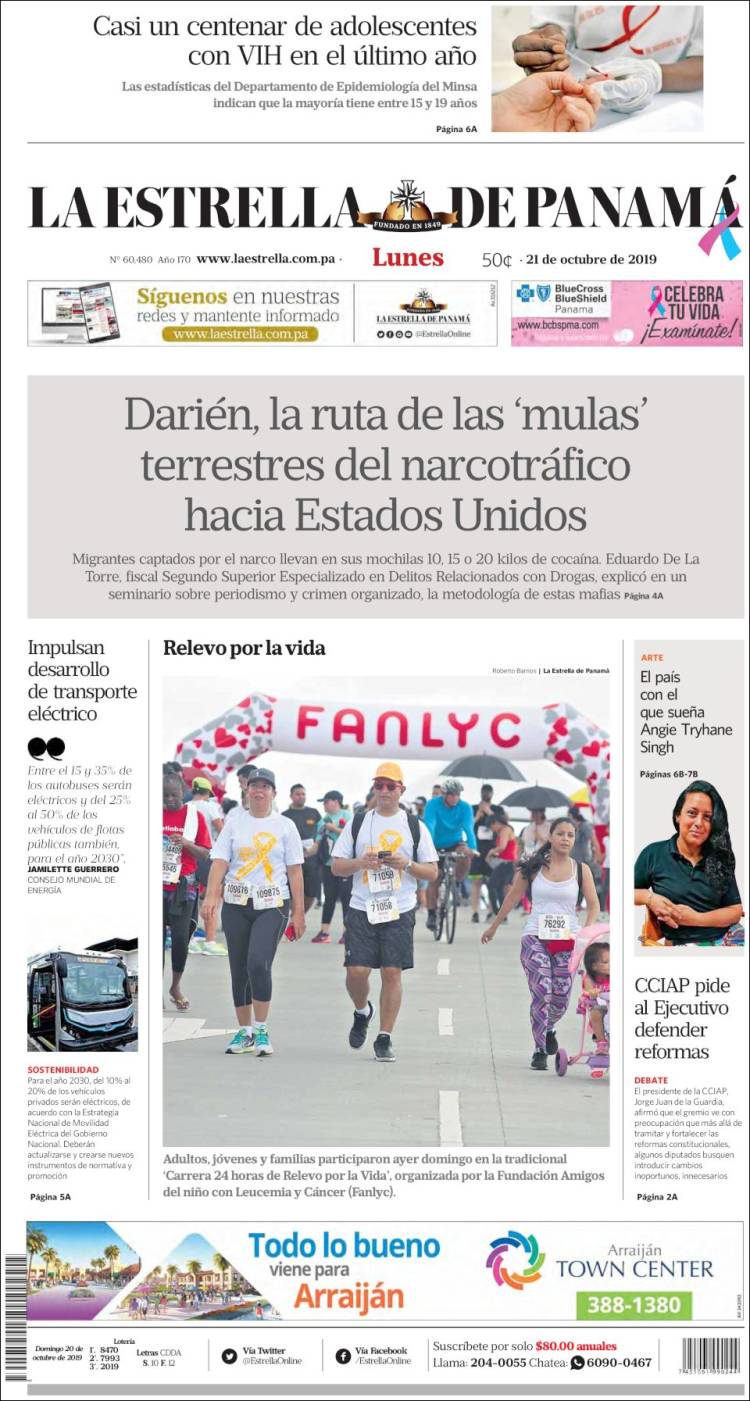 Portada de La Estrella de Panamá (Panam&aacute;)