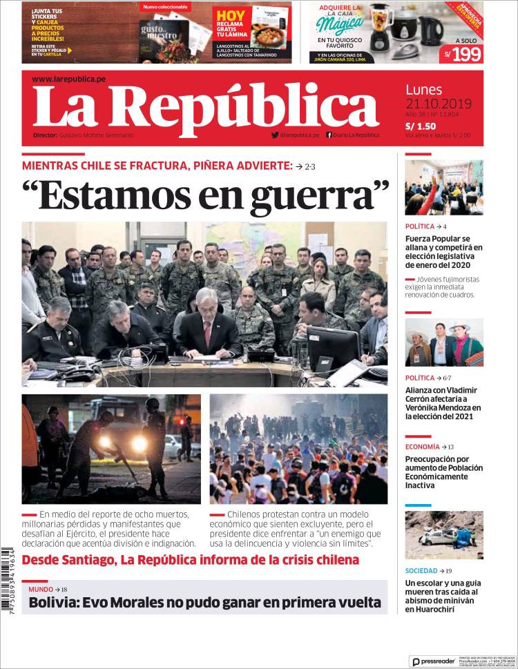Portada de La Republica (Per&uacute;)
