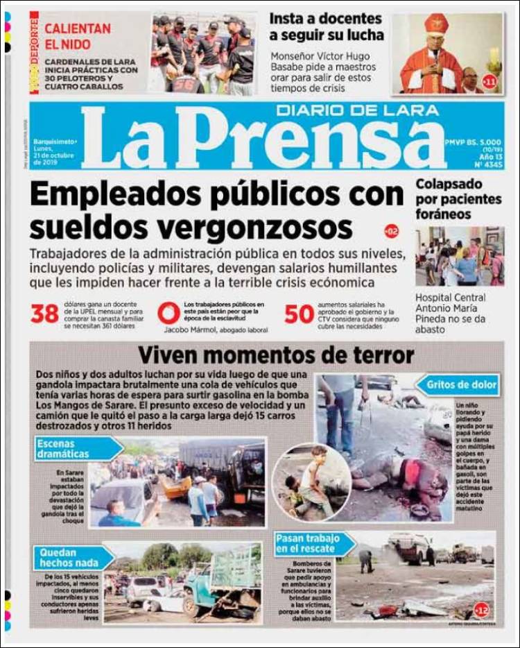 Portada de La Prensa de Lara (Venezuela)