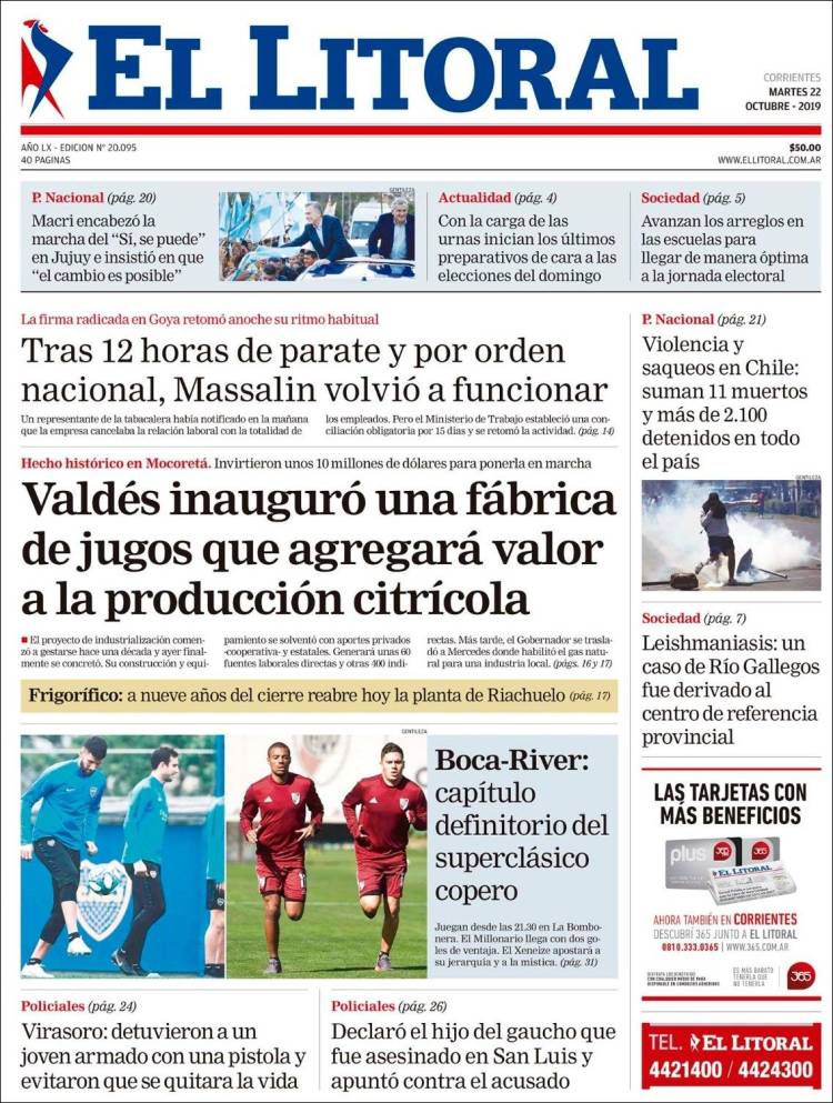 Portada de El Litoral Corrientes (Argentina)