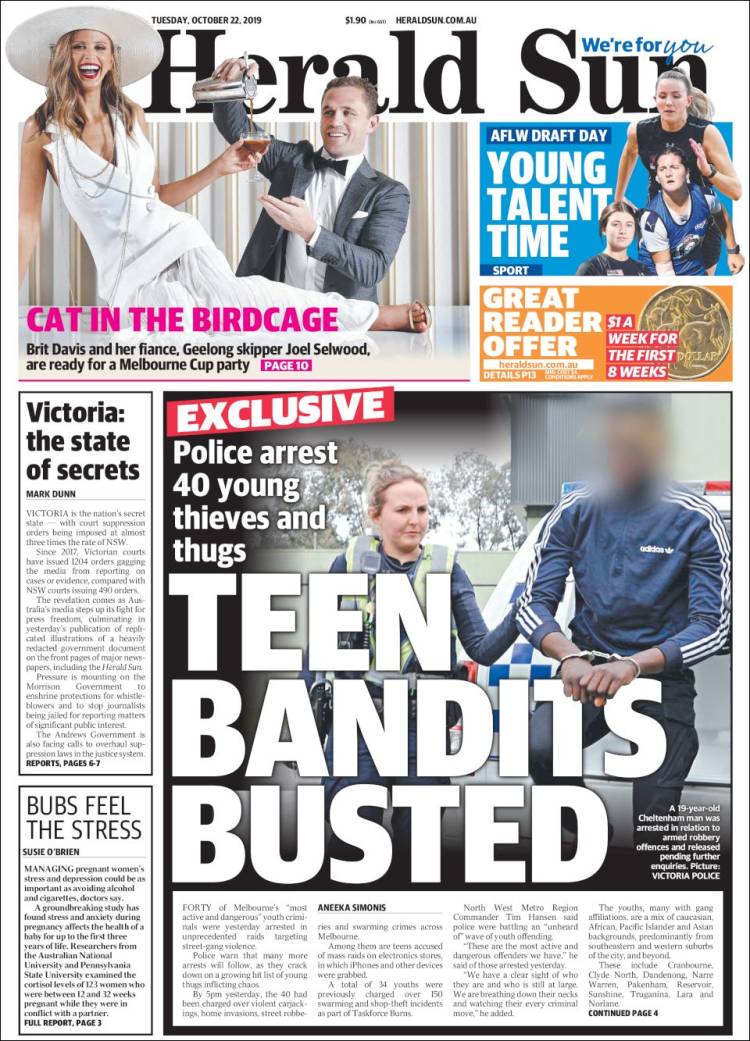 Portada de Herald Sun (Australia)