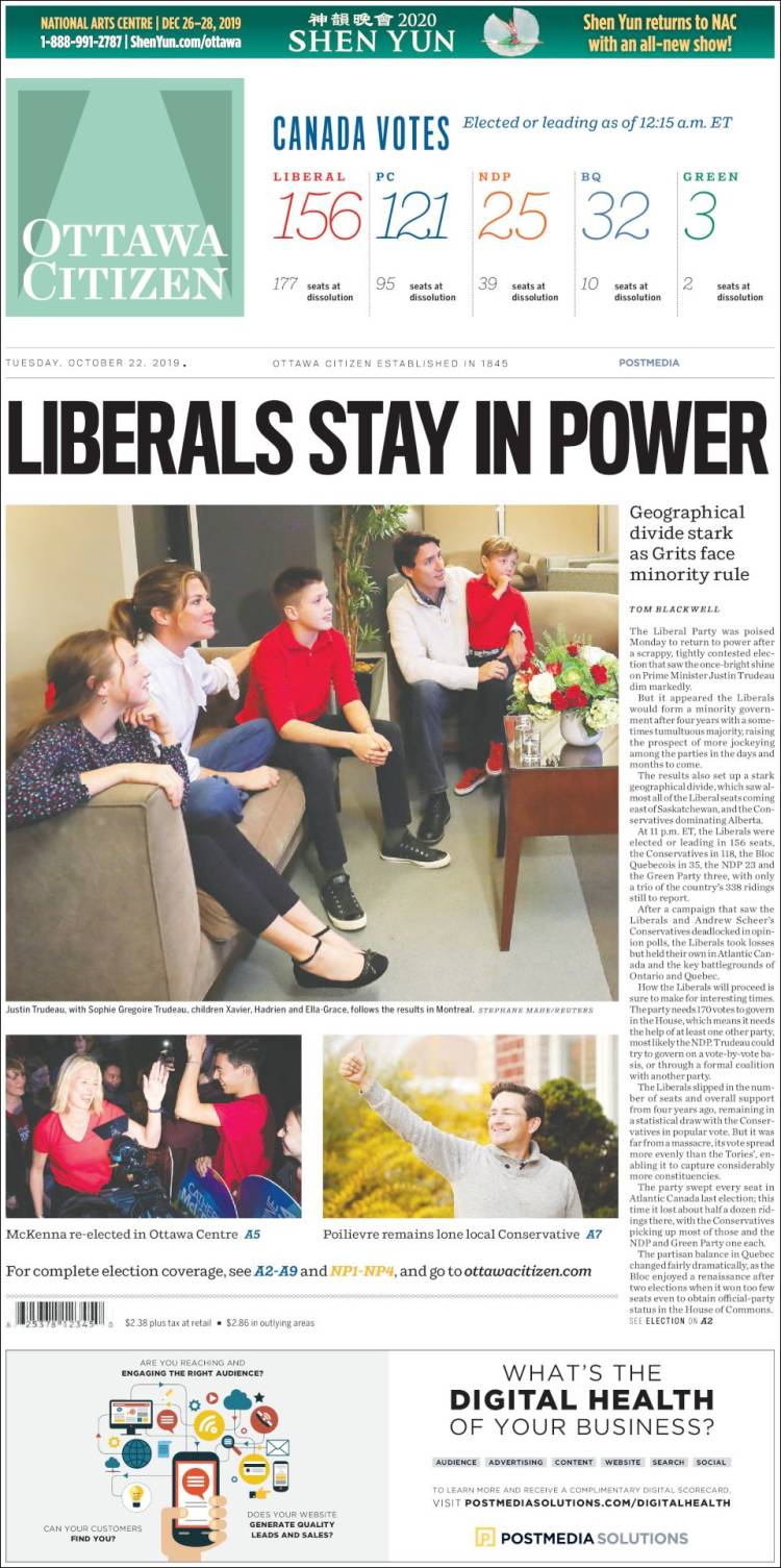 Portada de Ottawa Citizen (Canadá)