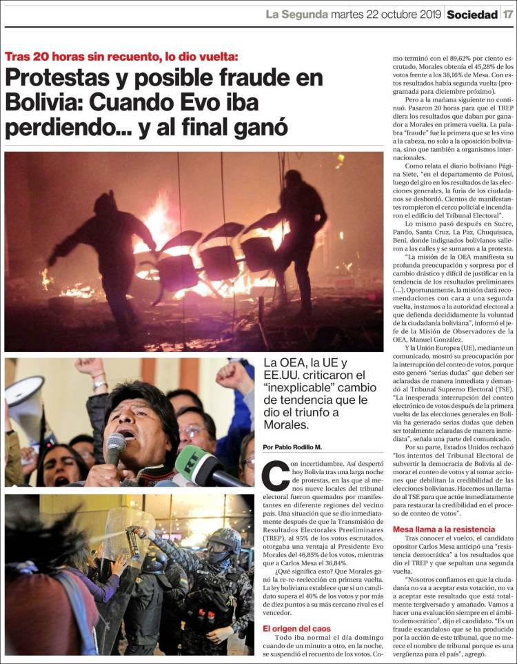 Portada de La Segunda (Chile)