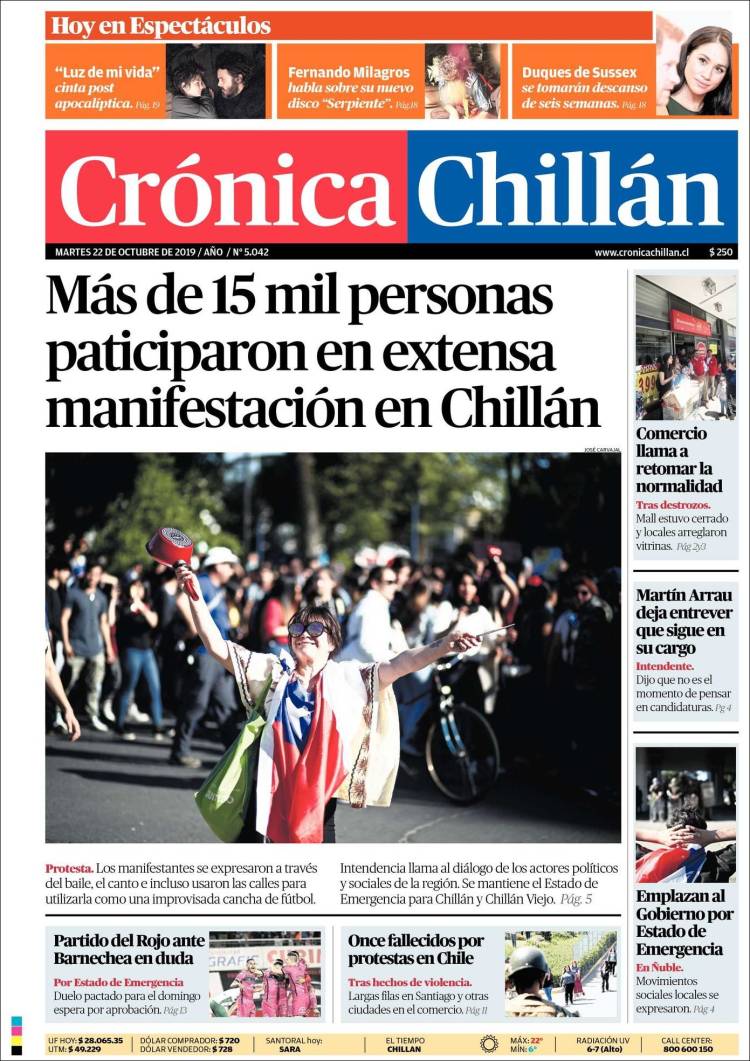 Portada de Crónica Chillán (Chile)