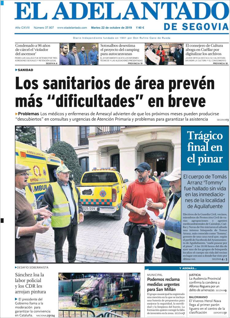 Portada de El Adelantado de Segovia (Espa&ntilde;a)