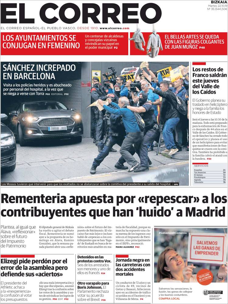 Portada de El Correo (Espa&ntilde;a)
