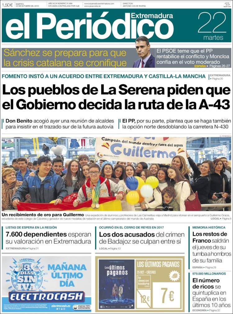 Portada de El Periódico de Extremadura (Espa&ntilde;a)