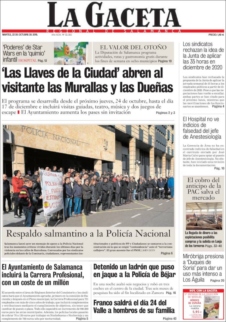 Portada de La Gaceta de Salamanca (Espa&ntilde;a)