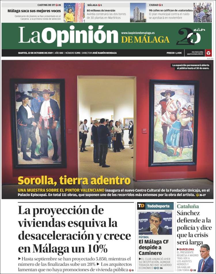 Portada de La Opinión de Málaga (Espa&ntilde;a)