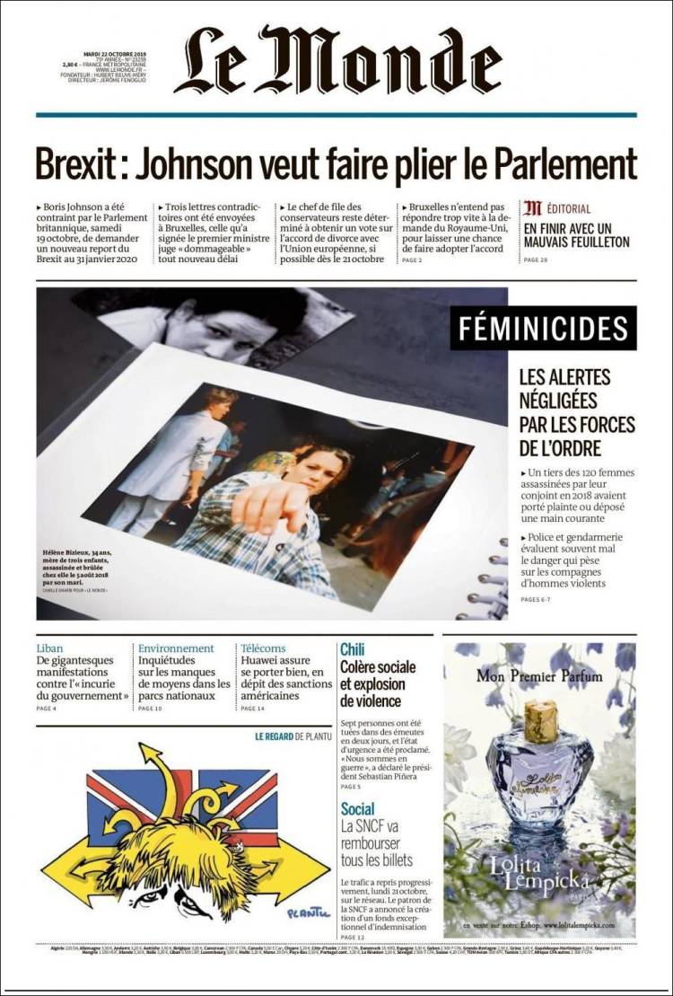 Portada de Le Monde (Francia)