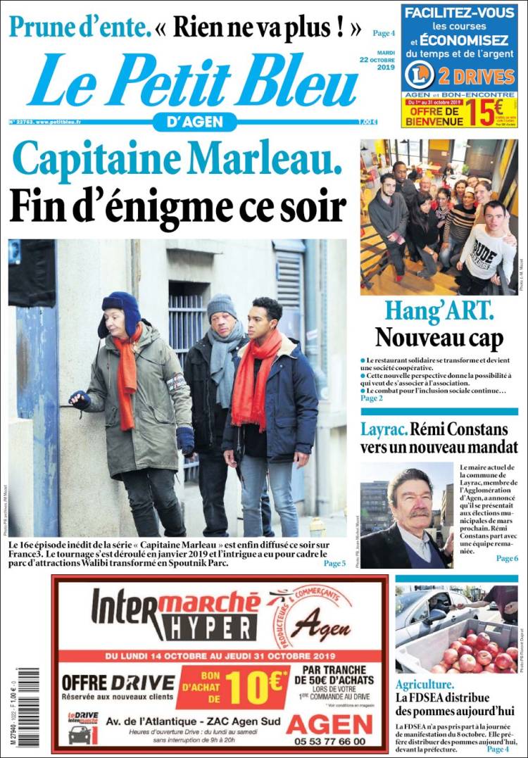 Portada de Le Petit Bleu (Francia)