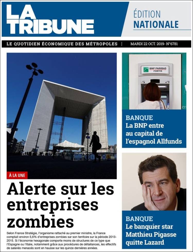 Portada de La Tribune (Francia)
