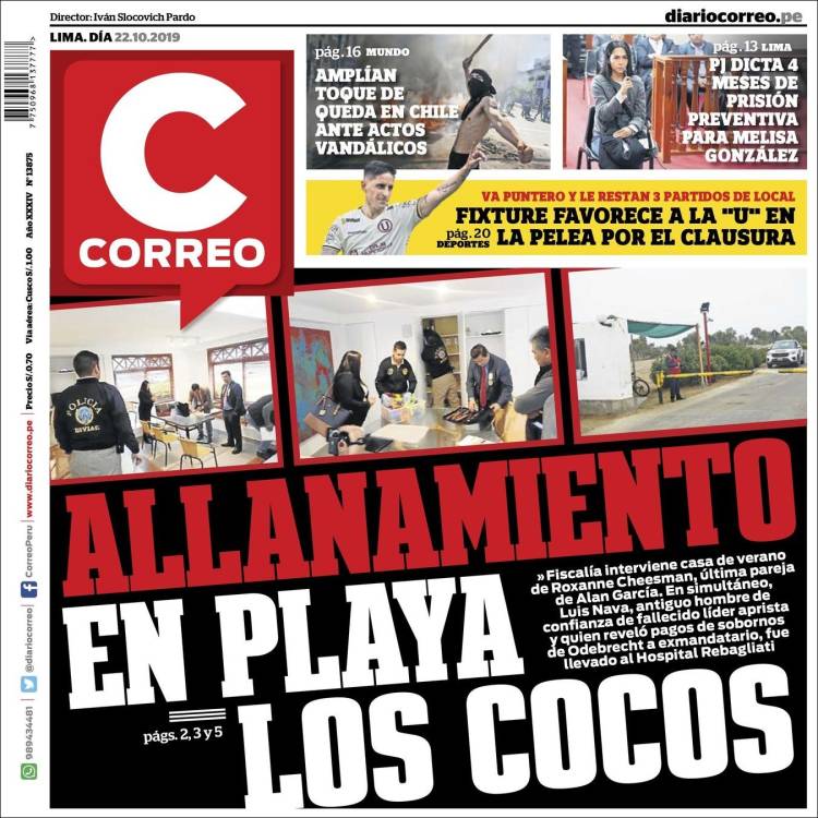 Portada de Diario Correo (Per&uacute;)