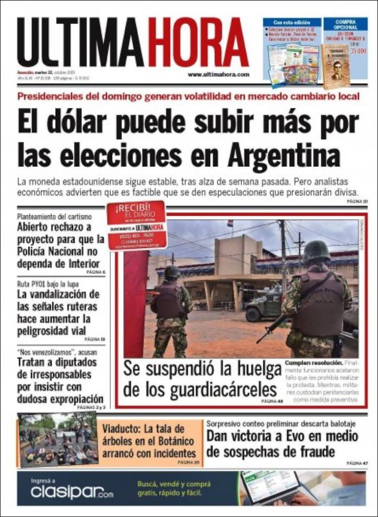 Portada de Última Hora (Paraguay)