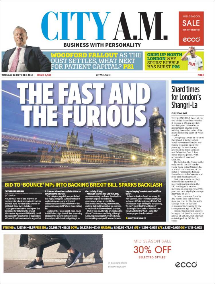 Portada de City A.M. (Reino Unido)