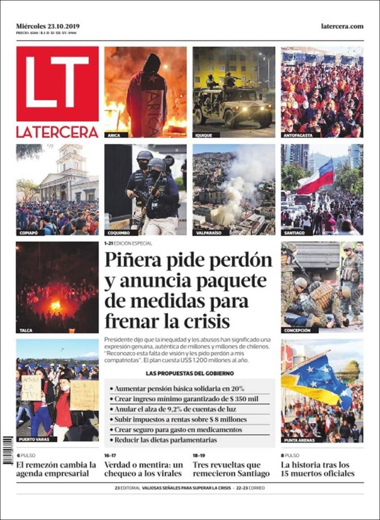 Portada de La Tercera (Chile)