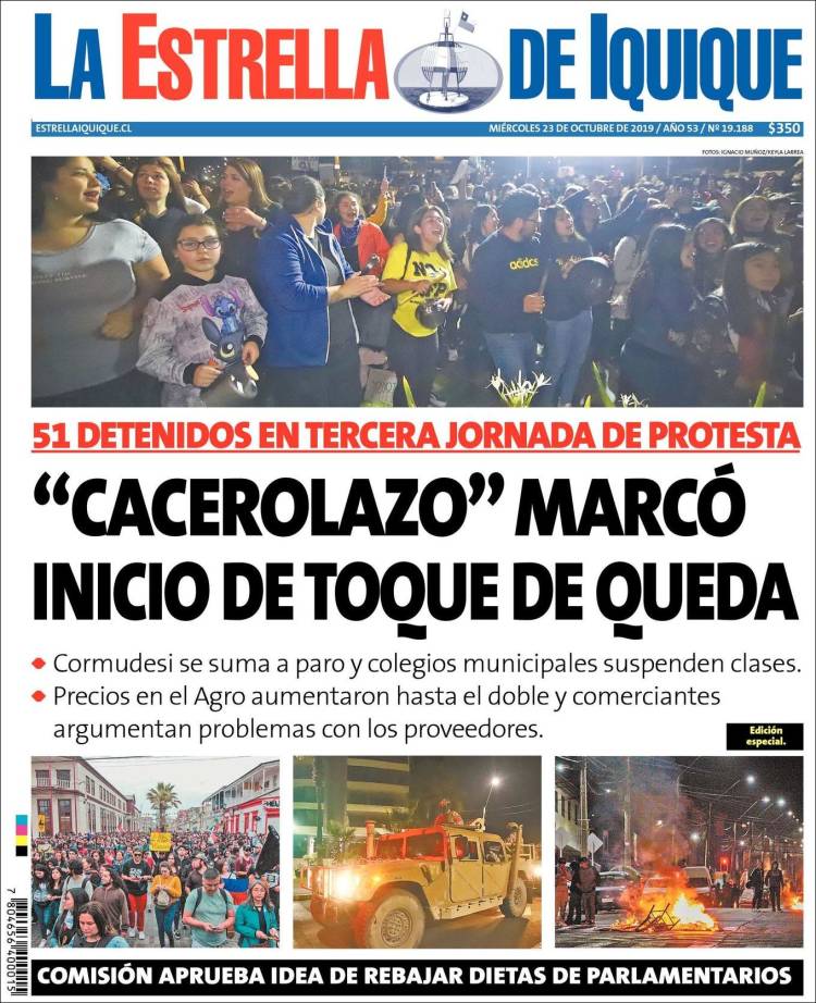 Portada de La Estrella de Iquique (Chile)