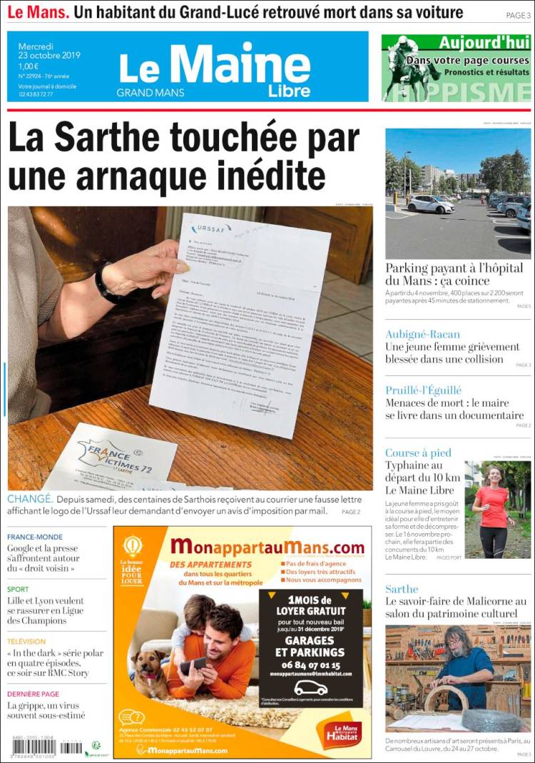 Portada de Le Maine Libre (France)