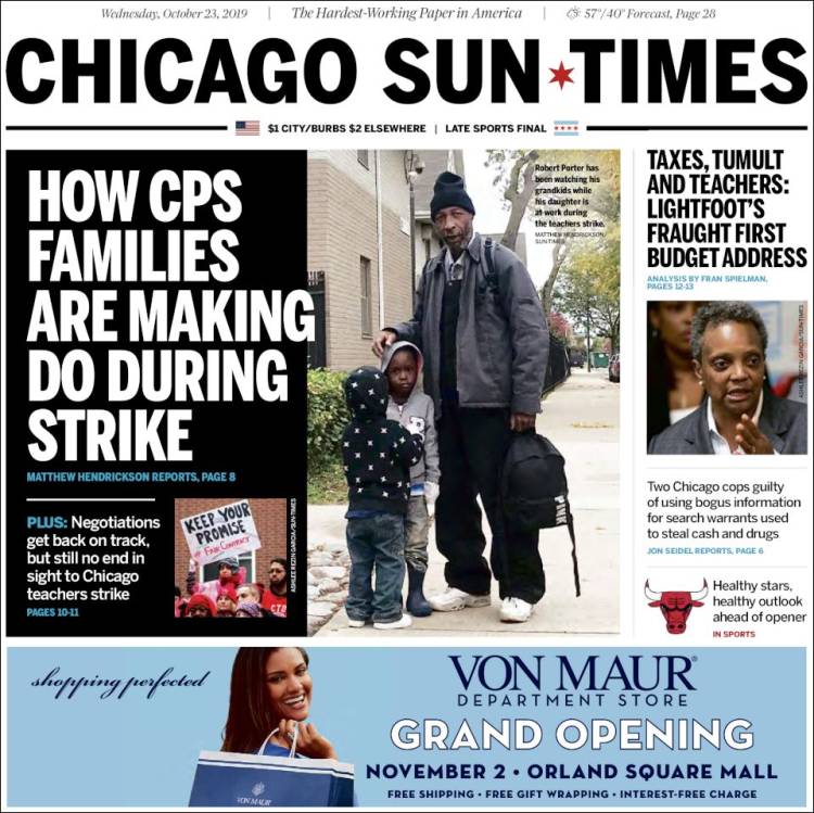 Portada de Chicago Sun-Times (USA)