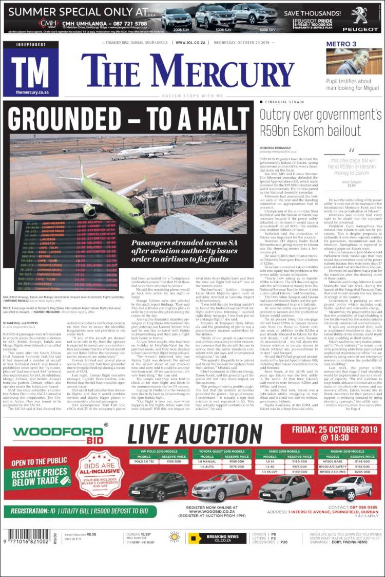 Portada de The Mercury (South Africa)