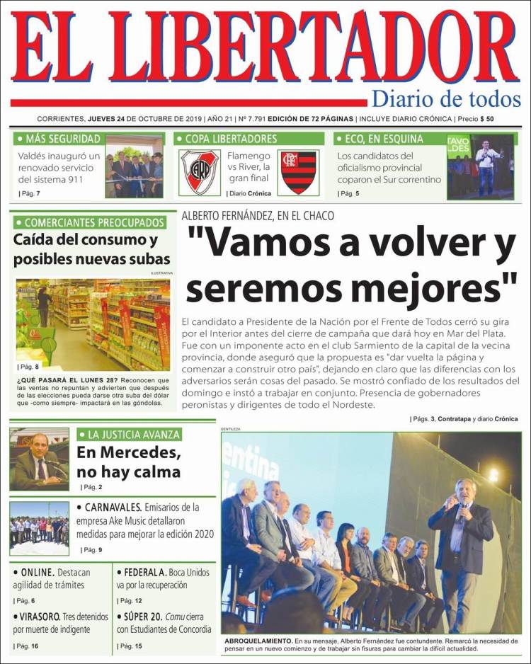 Portada de Diario El Libertador (Argentina)