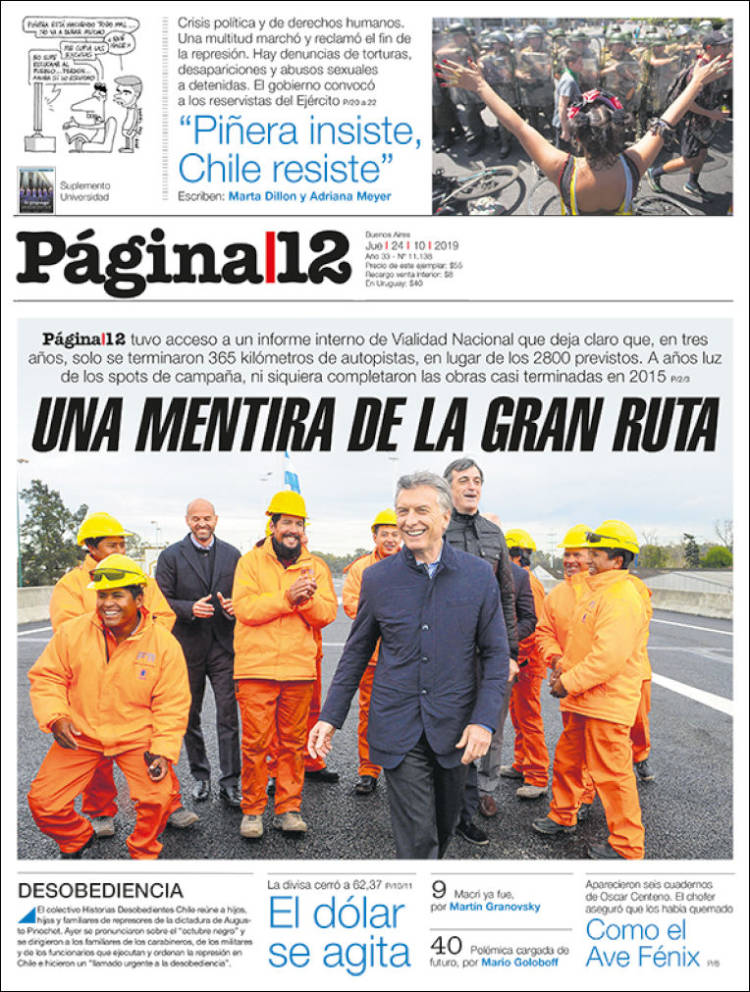 Portada de Página/12 (Argentina)