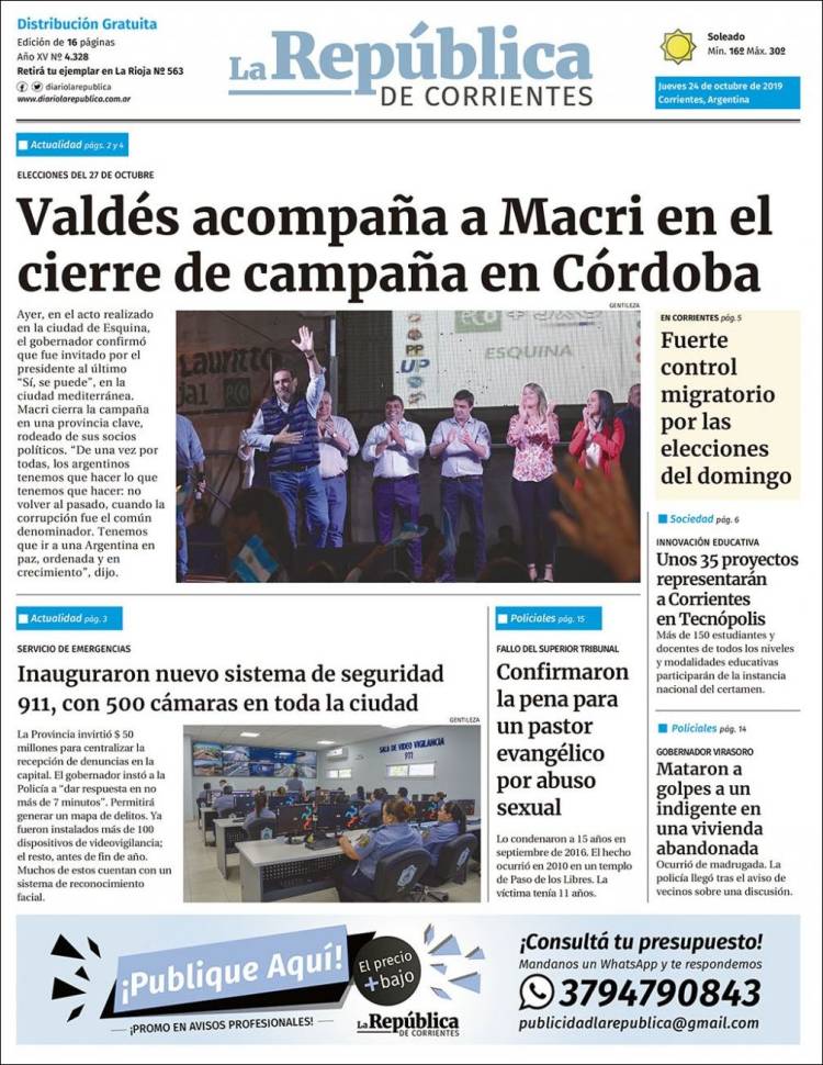 Portada de La República de Corrientes (Argentina)