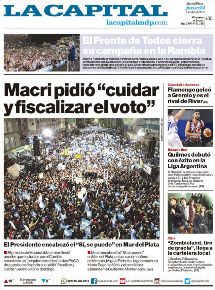 Portada de Diario La Capital - Mar del Plata (Argentina)