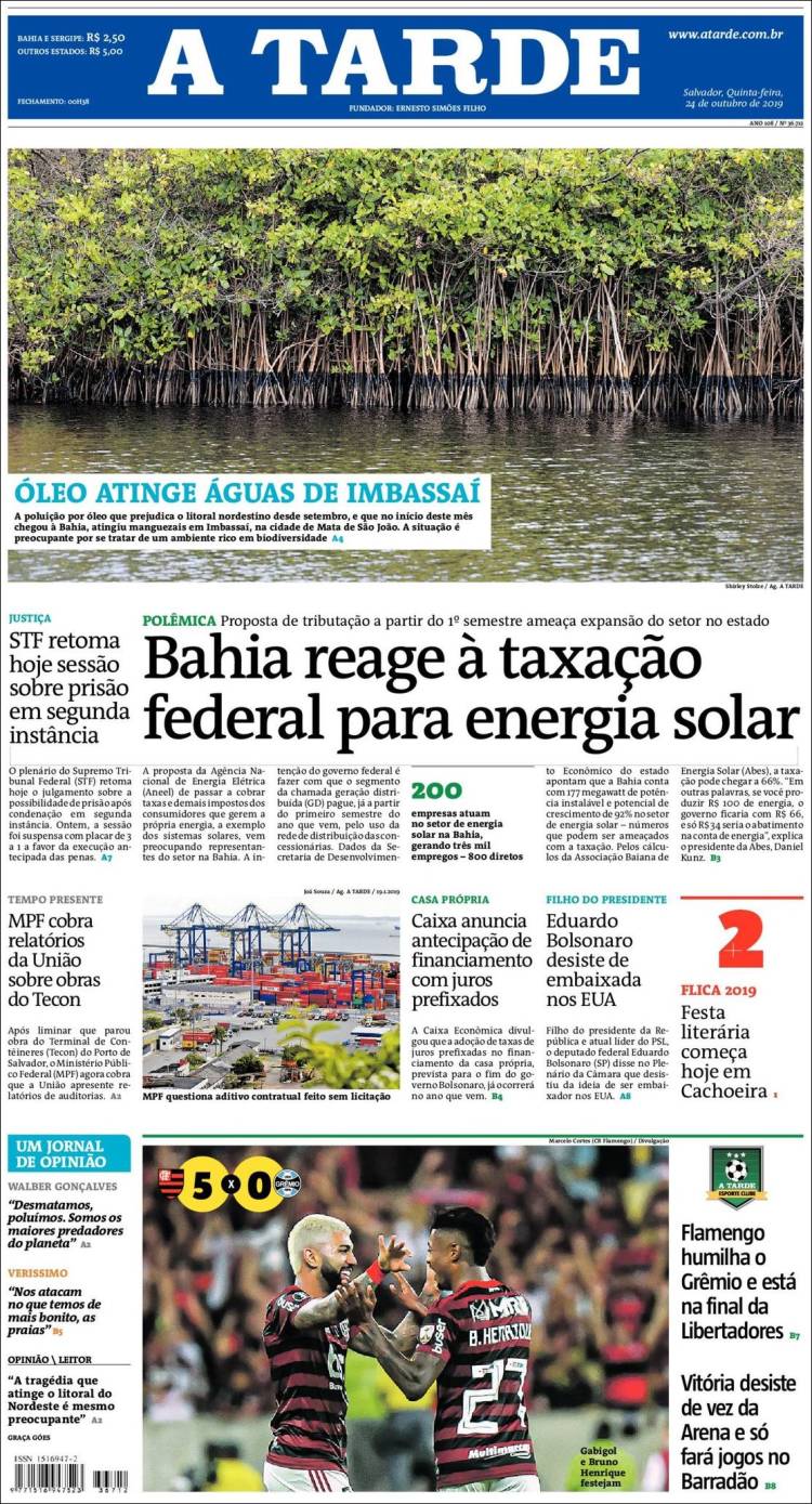 Portada de Diário A Tarde (Brasil)