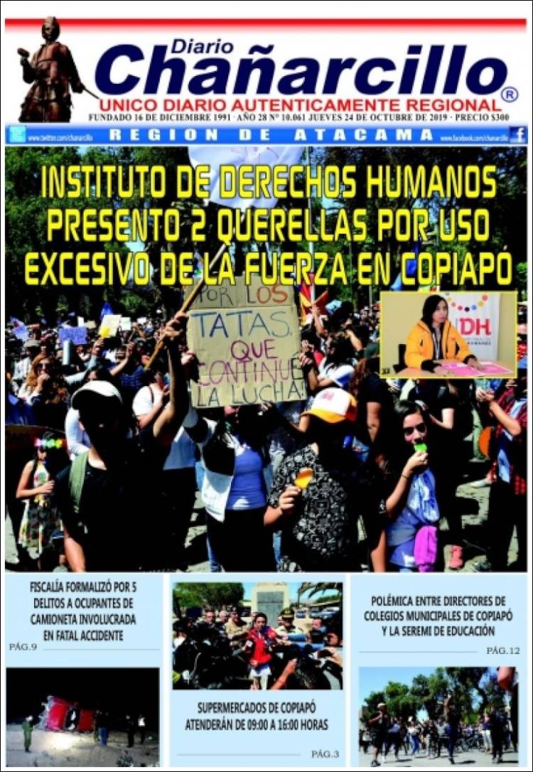 Portada de Diario Chañarcillo (Chile)