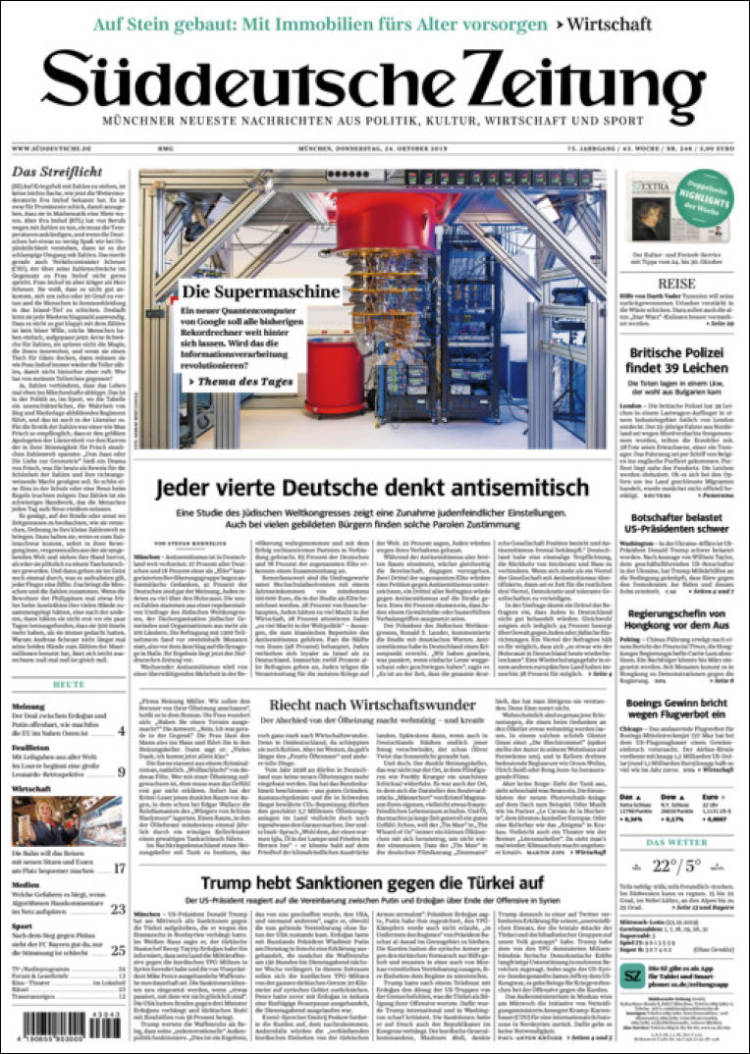 Portada de Sueddeutsche (Alemania)