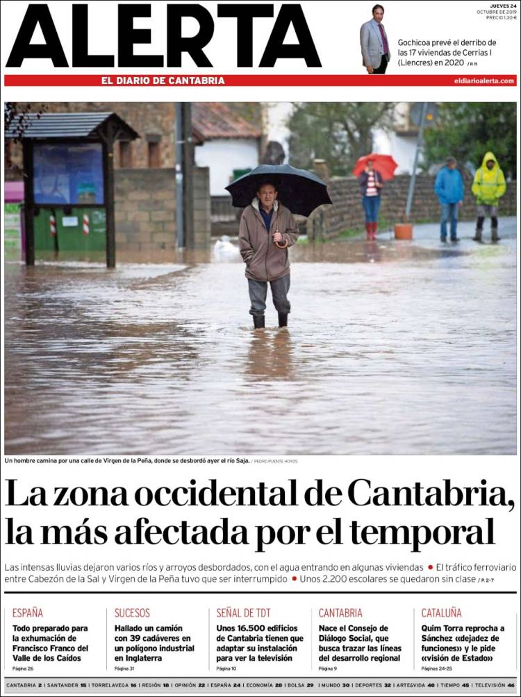 Portada de Alerta - El Diario de Cantabria (España)