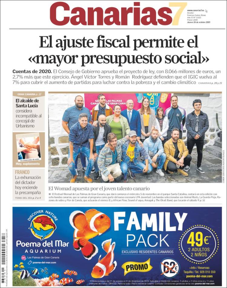 Portada de Canarias 7 (España)