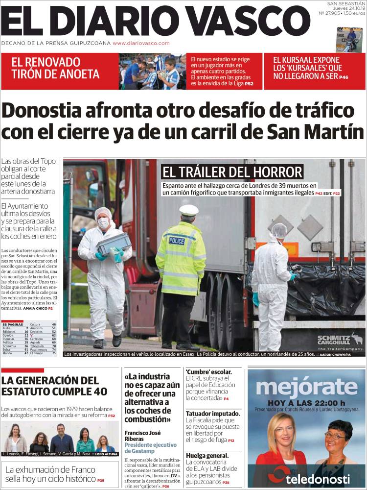 Portada de Diario Vasco (España)