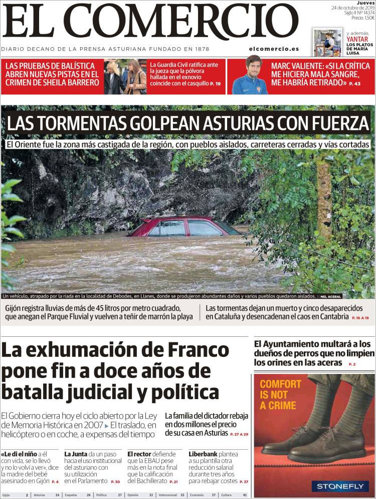 Portada de El Comercio (España)