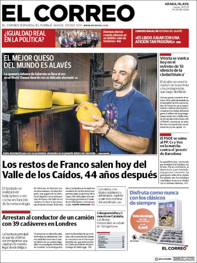 Portada de El Correo - Álava (España)