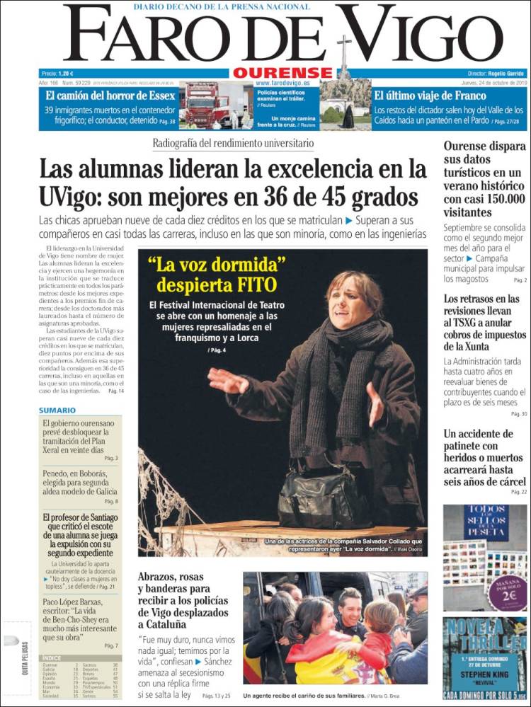 Portada de El Faro de Vigo - Ourense (España)