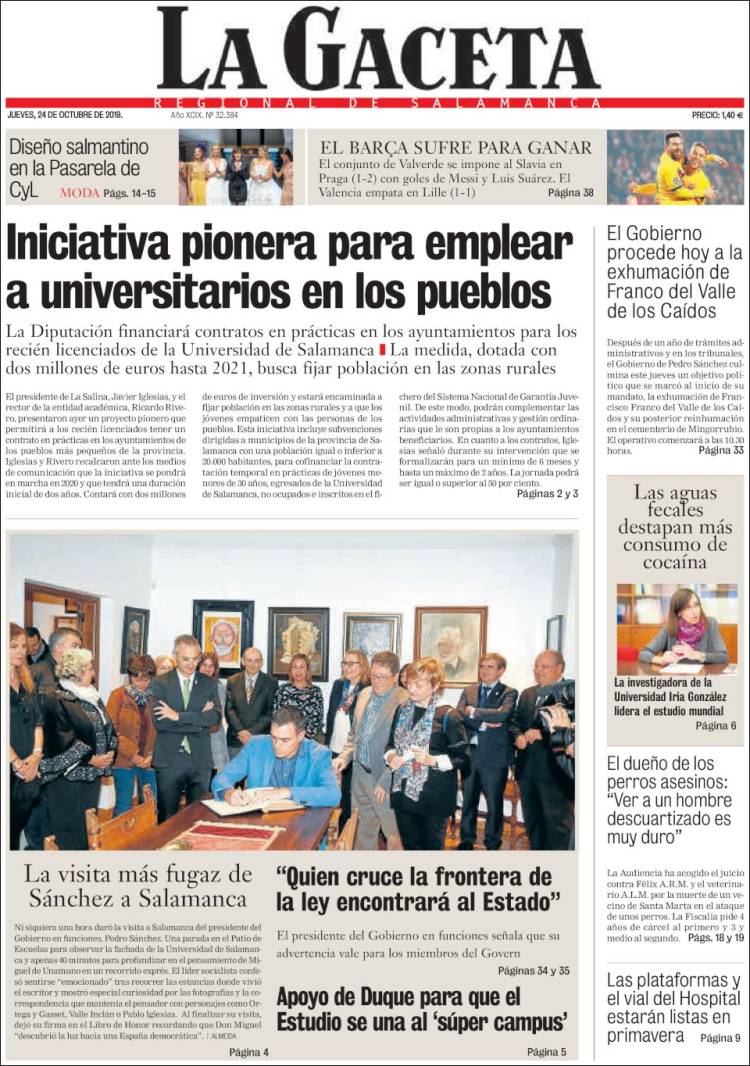 Portada de La Gaceta de Salamanca (España)