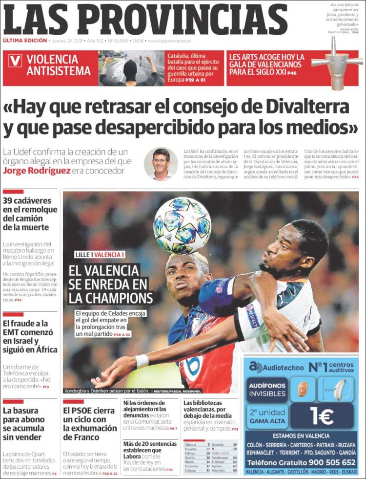 Portada de Las Provincias (España)